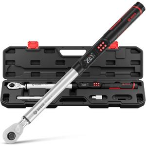 VANPO Digital Torque Wrench 1/2 Inch Drive, 12.5-250.8 ft-lb for Automotive | Electronic Torque Wrench with LCD Display, Audible & Vibration Alert, for Wheel Lug Nuts, Brake & Suspension, 2% Accuracy