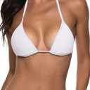 Suvimuga Women's Triangle Bikini Top Push up Padded Halter String Bathing Suits Top (Large, White)