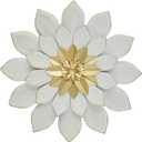 JWZSKZYZ Metal Flower Wall Decor, 9.5inch white gold Modern Iron Floral Wall Art Sculpture Farmhouse Hanging Decoration for Home Living Room, Bathroom, Kitchen, indoor, Patio Porch - White