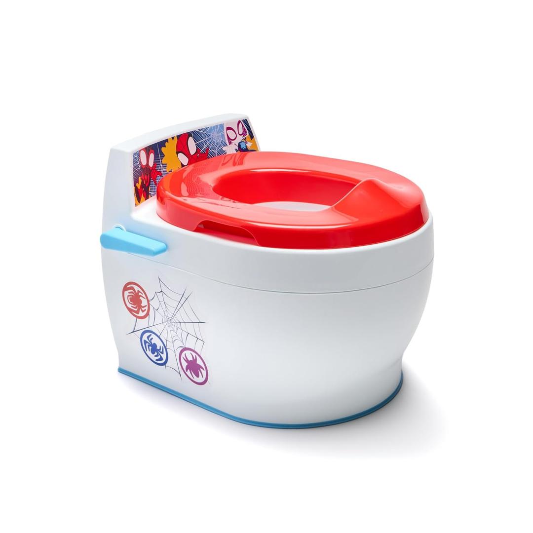 The First Years Spidey and his Amazing Friends Potty Training Toilet - 2-in-1 Potty & Removable Toddler Toilet Seat Attachment with Flush Sounds - Includes Anti-Splash Seat and Non-Slip Grip