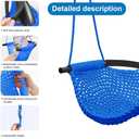Hand-Knitting Toddler Swing, Swing Seat for Kids with Adjustable Ropes, Little tikes Swings Set, for Outdoor Indoor, Playground, Backyard (Blue)