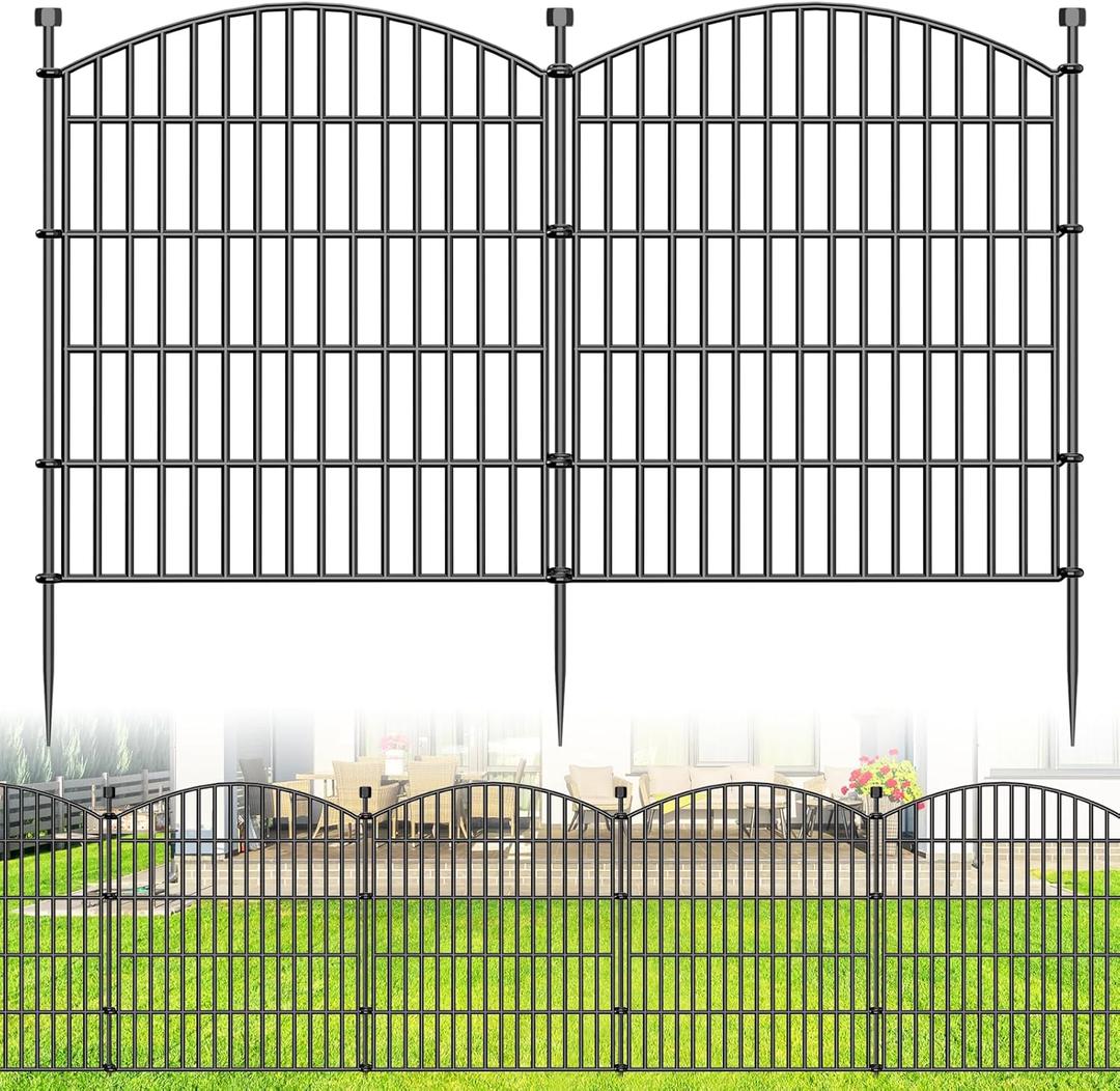 10 Panels Decorative Garden Fence - 32 in (H) x 23.6 ft (L) No Dig Dog Fence Outdoor for Yard, Rustproof Tall Garden Fencecing Panels, Animal Barrier Suitable for Yard Border, Patio, and Outdoor Use