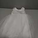 MCieloLuna Flower Girls Satin Tulle Princess Pageant Dress for Wedding Kids Pearls Prom Ball Gowns with Bow-Knot (2, White)