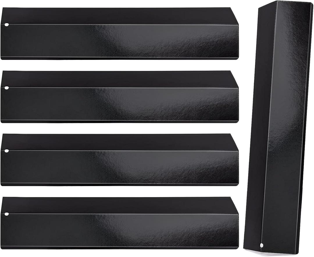 Set of 5 Heat Plate Shields for Brinkmann 810-3660-S, 810-2511-S, 810-2512-S Grill Replacement Parts, 15 3/8" Porcelain Steel Gas Grill Heat Tent Flame Tamer Replacement for Uniflame, Aussie.