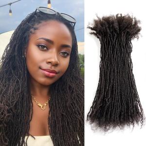 DAIXI Handmade Interlocking Sisterlocks Curly Tips 100% Real Human Hair Permanent Micro Locs Extensions Natural Looking Soft Dreadlocks Can Be Bleached and Dyed (1B - 0.2cm, 6 Inch 100 Strands)