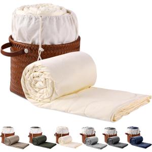 Silk Comforter King Size | 100% Mulberry Silk Fill with Organic Bamboo Viscose Shell | Summer Cooling Blanket for Hot Sleepers, Lightweight Breathable All-Season Bedding (Cream, 104"x90")