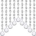 Jishi 33ft Crystal Garland Strands, String of Beads w/Crystal Ball Prism Pendant, Hanging Crystals for Decoration for Centerpieces Chandeliers Christmas Ornaments, Clear Acrylic Diamond Beaded Chains