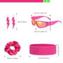 Ramede 80s Outfits for Women 90s Workout Halloween Costume Neon Wear Tracksuit Windbreaker Disco Party Accessories (Pink) Medium