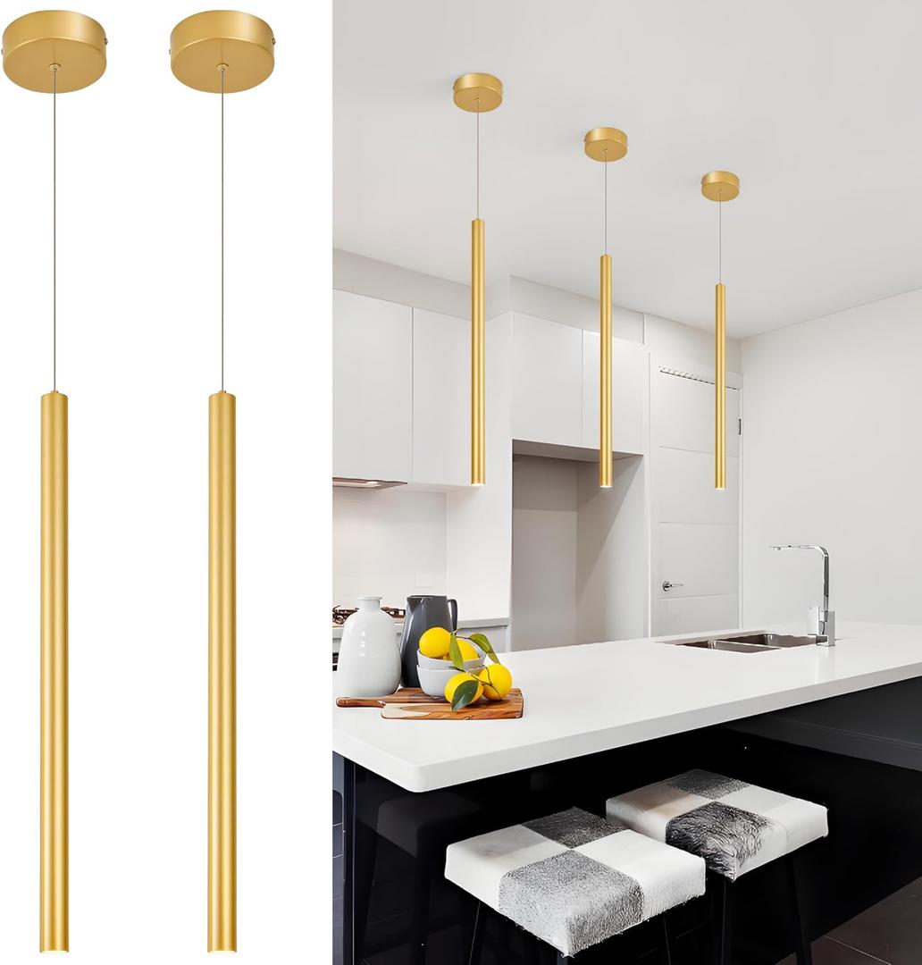 2Light Gold Mini Pendant Lighting Modern Pendant Light,23.62in, 600-2