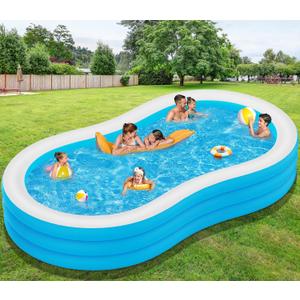 Large Inflatable Pool  145" x 74" x 22" Family Blow up Pool for Adults, 2025 Upgraded Extra Oversized Thickened Swimming Pool Perfect for Backyard Summer Fun, Fast Set-Up