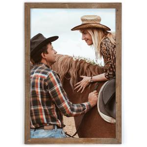 Rustic Picture Frame 24x36, 100% Reclaimed Wood Frame with Tempered Glass, Farmhouse Style Photo Poster Frame 24x36 Distressed & Vintage Looking Wall Decor Gallery Frame Set Mounting or Table Display