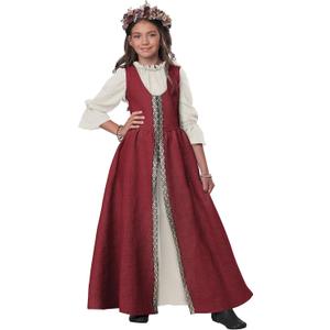 California Costumes Renaissance Faire Dress, Child Costume (Red), Medium (Burgundy/Cream)