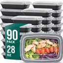 FUHITIM 90 Pack 28 oz Disposable Containers with Lids, Meal Prep ContainersSturdy Leakproof & Food Safe, Microwave, Freezer, Dishwasher Safe Food Storage Containers with Lids Easy Open