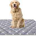 Dog Crate Mat, Ultra Soft Dog Bed Mat for Sleeping with Anti-Slip Bottom, Washable Kennel Pad for Large Medium Small Dogs Breeds with Cute Prints and Dark Colored to Hide Stains (42" X 28") (Gray Shiny)