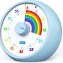 Visual Timer for Kids, 60-Minute Countdown for Classroom Office Kitchen, Desk Timer Kids Time Management Tools with Silent Operation, Pomodoro Timer Rainbow Pattern(Blue)