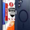 LeYi for Galaxy A14-5G Phone Case: Samsung Galaxy A14 Case [Magnet Fit] with 2X Screen Protector, [Camera Bump Protection] Frosted Translucent Soft & Protection para A14 Samsung Phone Case, Blue