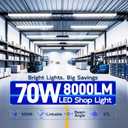 hykolity 4FT 70W LED Shop Light Linkable, 8000lm(300w Equivalent), 5000K Utility Shop Lights for Garages, Workshops, Basements, Hanging or FlushMount, with Power Cord and Pull Chain, ETL,White, 2 Pack