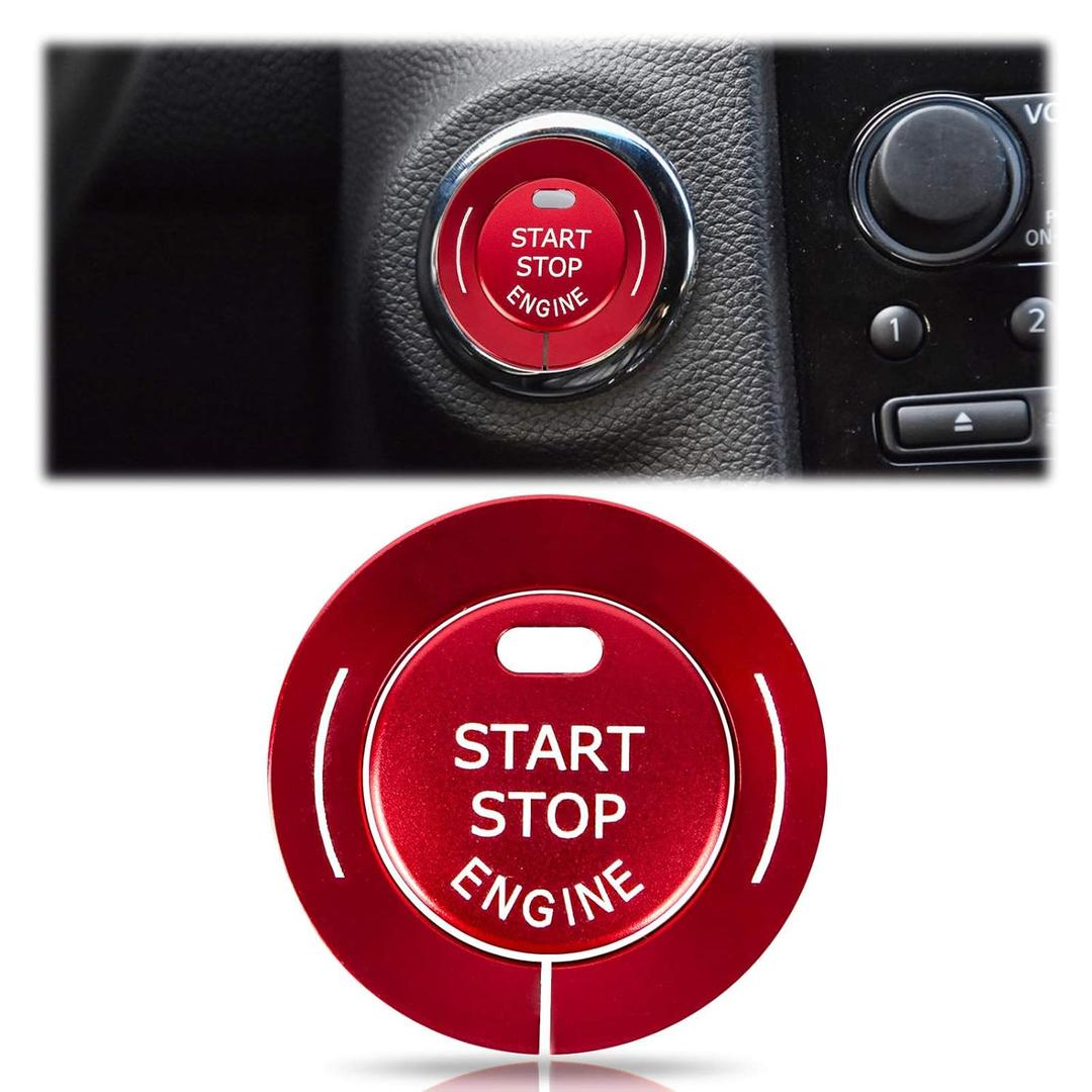 Engine Push Start Stop Button Cover for Infiniti Q50L QX50 Q50 QX56 Q60 QX70 Q70L QX80 QX30, Ignition Button Decoration Trim & Ring Protector Stickers Car Accessories for Infiniti (Red)