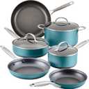 Anolon Achieve Hard Anodized Nonstick Cookware Pots and Pans Set, 9 Piece - Teal