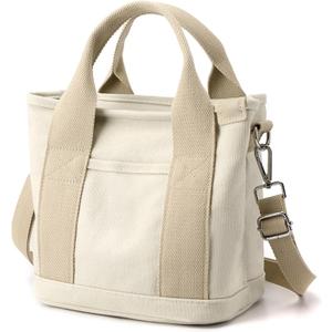 Canvas Tote Bag for Women,Small Totes Bags with Zipper Crossbody Purse with Pockets Large Shoulder Handbag,2 Sizes