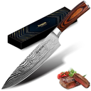 8inch Chef's Knife Sushi Knife Sashimi Slicing Knife Multipurpose Damascus Pattern Fixed Blade Cooking Kitchen Knives(Knife with box