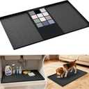 URMONA Waterproof Silicone Under Sink Mat 31'' x 19'' Shelf Liner for Kitchen and Bathroom, Cabinet and Counter Protector, Storage and Organizers, Litter Mat, Pet Cat Puppy Essentials (Black)