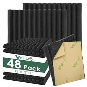 48 Pack Acoustic Foam Panels 1"x12"x12" - Self Adhesive Soundproof Panels for Walls, Home Office Studio, High-Density Noise Reducing Acoustic Panels, Easy Install Sound Absorbing Foam