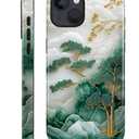 Compatible with iPhone 15 Case,Hybrid 2-Layer Hard Shell Silicone Case - Mountain Tree Landscape - Scratch Resistant Shockproof Cover