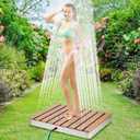 Outdoor Shower Pool Garden Shower with Adjustable Water Flow Height with Foot Wheel Portable Camping Pool Sauna Shower Outdoor Sprinkler for Adults Showering and Water Play Non-Slip(28 x 22)