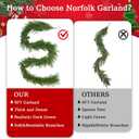 Christmas Garland Mixed with Eucalyptus,9FT Artificial Realistic Norfolk Pine Garland,Real Touch Cedar Pine Thick Greenery Faux Garland for Xmas Mantle,Stairs,Window,Fireplace(1, with 4 Ties)