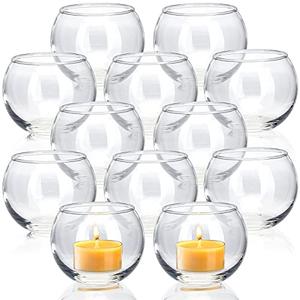 Volens Clear Votive Candle Holders Set of 12, Glass Tealight Candle Holder Bulk for Wedding Decor and Home Decor One Missing