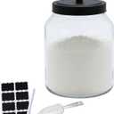 Flour Sugar Storage Containers,Airtight Glass Food Storage Containers with Lids,Flour Dispenser Jar,Storages Container Kitchen Pantry for Sugar,Cereal,Rice,Pasta,Coffee,Baking Supplies Keeper