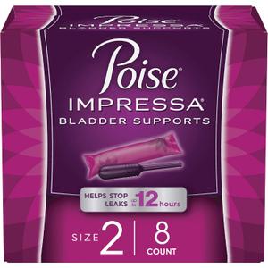 Poise Impressa Incontinence Bladder Support for Women, Bladder Control, Size 2, 8 Count