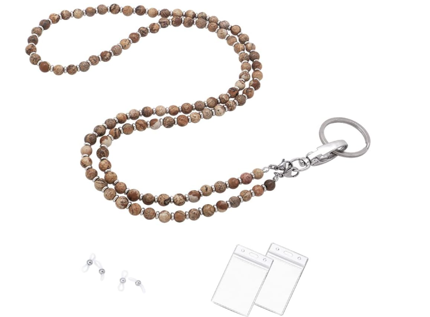 Accessories Lanyard for Women, Beaded Lanyards for ID Badges Holder Teacher Lanyard Holder Keychain Necklace Glasses Strap for Women