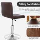Deisy Dee Waterproof Bar Stool Chair Covers, PU Leather Barstools Chair Covers, Spandex Slipcover for Short Stool Chairs (Coffee, 2)