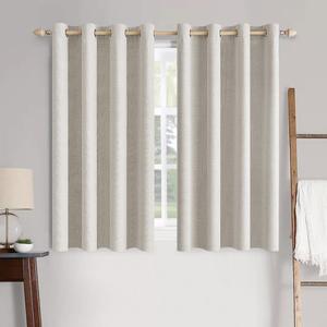 MIULEE Linen Textured Curtains for Bedroom Solid 100% Blackout Thermal Insulated Cream White Grommet Room Darkening Curtains & Drapes Luxury Decor for Living Room 52 x 45 Inch (2 Panels)