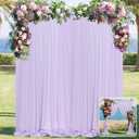 MYSKY HOME 10ft x 7ft Curtains Backdrop Curtains for Parties Light Purple Background Curtains Drapes Wedding Curtains Stage Curtains Rod Pocket Drapes Backdrop for Baby Showers, 5ft x 7ft, 2 Panels