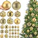 Soulchen 46 Pcs Gold Christmas Balls Ornaments Set, 3.94/3.15/2.36/1.57 Inch Shatterproof Christmas Tree Hanging Plastic Balls Xmas Ornaments Decor for Xmas Tree Wreath Party Decoration Supplies
