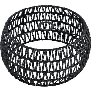 13" Black Rattan Lamp Shade, Bohemian Hand Woven Lampshade for Kitchen Island Dining Room Living Room Farmhouse Bamboo Hanging Lamp Shade 1 -Pack (D:13inch*6.3inch, Paper Rattan Black)