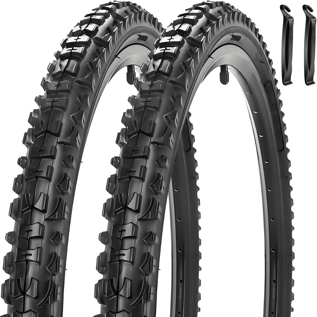 2 Pack 26 X 1.95 Bike Tires 26 X 1.75/1.95/2.125 Replacement Bicycle Tires or Set with Inner Tubes AV 32mm Schrader Valve Suitable for Mountain Beach Cruiser Bike Replacement Tires & Tubes