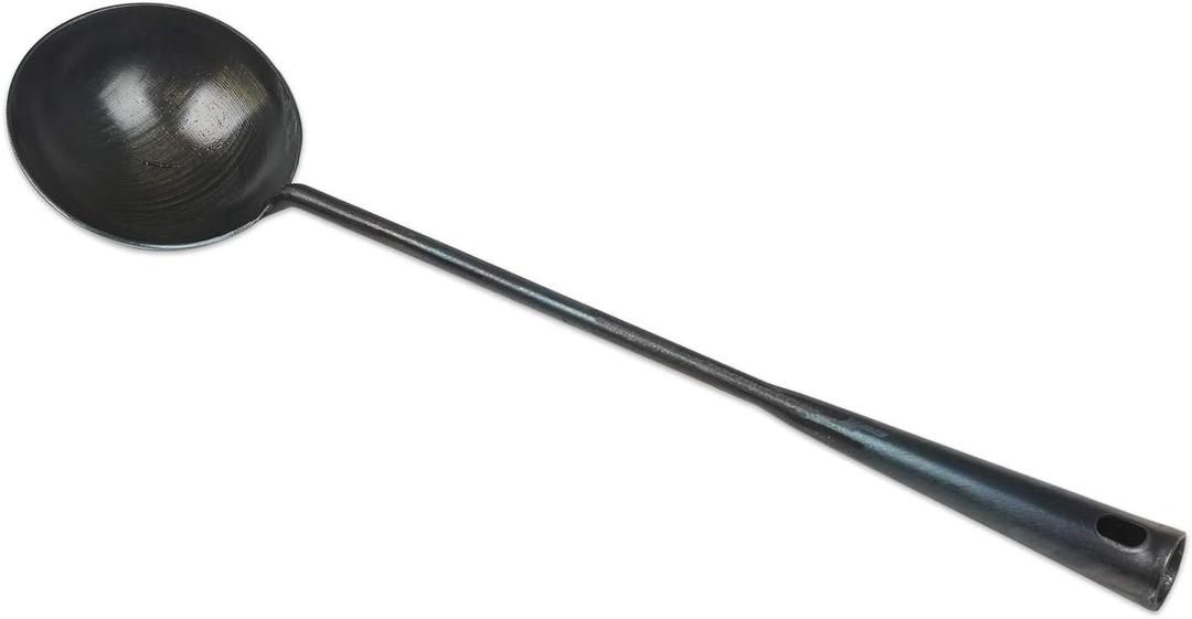 ZhenSanHuan Chinese Traditional HandMade Iron Ladle Wok Tool Set,Long wok utensils (Ladle, 40CM/15.7'')