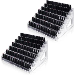 2 Pcs 7 Tiers Clear Essential Oils Nail Polish Organizer Acrylic Display Stands, Paint Organizer Rack, Acrylic Display Rack for Nail Polish, Sunglasses, Essential Oils, Eyeglasses and Makeup