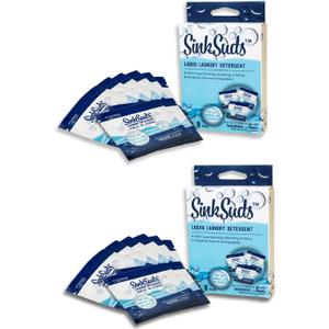 SinkSuds Travel Laundry Detergent Liquid Soap + Odor Eliminator for All Fabrics Including Delicates, Sink-Packets, 0.25 Fl Oz (Pack of 16)