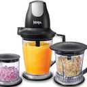 Ninja QB1004 Blender/Food Processor with 450-Watt Base, 48oz Pitcher, 16oz Chopper Bowl, and 40oz Processor Bowl for Shakes, Smoothies, and Meal Prep,Black