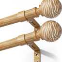 2 Pack Wood Curtain Rods for Windows 32 to 150 Inch(2.6-12.5ft), 1 Inch Heavy Duty Curtain Rod, Adjustable Boho Decorative Curtain Rods, Easy Install,Wall Mount (Imitation Wood Grain,32"-150")