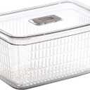 BINO | Produce Saver - 23.7 Cup/5.6L | Fridge Storage Containers for Fruits and Vegetables | Vegetable Storage with Adjustable Air Vent, Removable Basket | BPA-Free Fridge Organizers and Storage