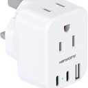 HANYCONY US to UK Ireland Travel Plug Adapter, Type G Travel Adapter 2 Outlets 3 USB Ports(2USB C), UK Power Adapter Converter for USA to Dubai England London Scotland British Kenya Irish Hongkong
