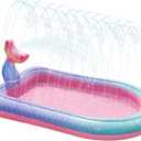 68" Sprinkler & Splash Pad for Kids, Large Outdoor Mermaid Sprinklers Play Mat Summer Water Play Toys Inflatable Sprinkler Pad, Fun Play Pool for Toddlers Babies Over 3 Years Boys Girls - Pink