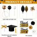 Sureio 48 Pcs Graduation Cake Toppers Class of 2026 Congrats Grad Cake Decor Graduation Cap Diploma Artificial Flower Card Ball Palm Leaves Firework Stick Kit for Theme Party Supplies(Black, Gold)