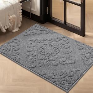 COSY HOMEER Door Mat 24x36,Absorbent Dirt Trapper Entryway Rugs,Non-Slip Welcome Mat,Washable Entry Rugs,Low Pile Doormat for Front Back Door,Wet Shoes & Paws,Grey